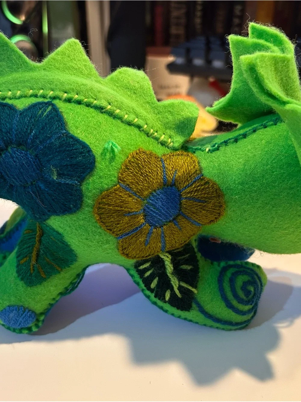 Handmade And Embroidered Green Chameleon Plush Toy New